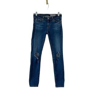 AG Adriano Goldschmied The Legging Ankle Super Skinny Distressed Jeans Sz 25R